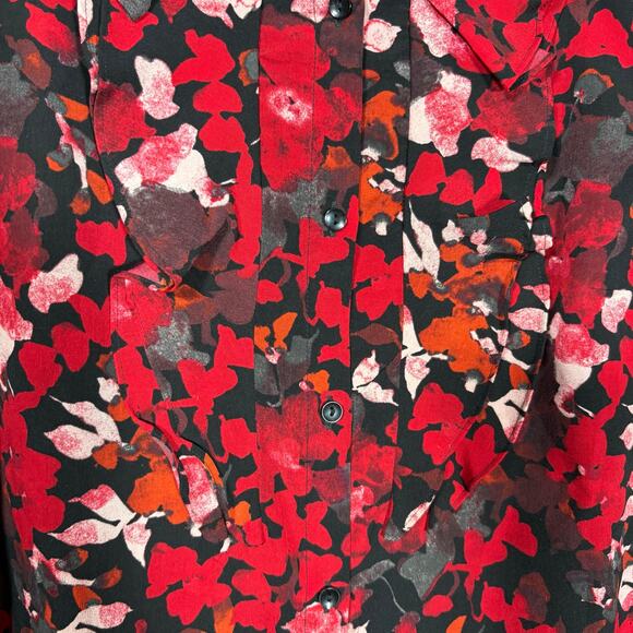 Ann Taylor LOFT Women's Red Floral Sleeveless Button Up Top - Size Small - Corp - Picture 3 of 7